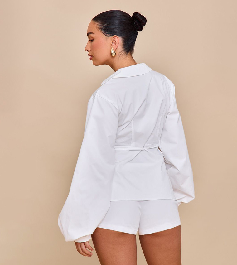 Tie Front Gold Hardware Detail Shirt