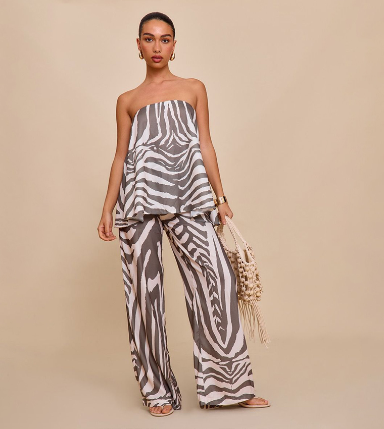 Zebra Printed Floaty Bandeau Top