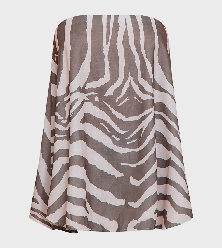 Zebra Printed Floaty Bandeau Top
