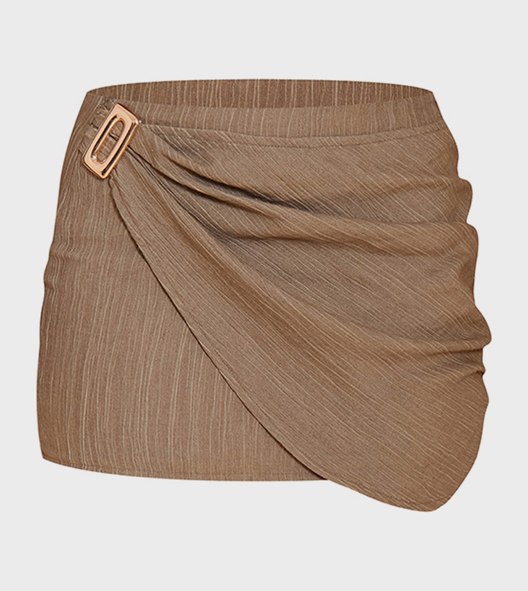Textured Mid Rise Mini Skirt