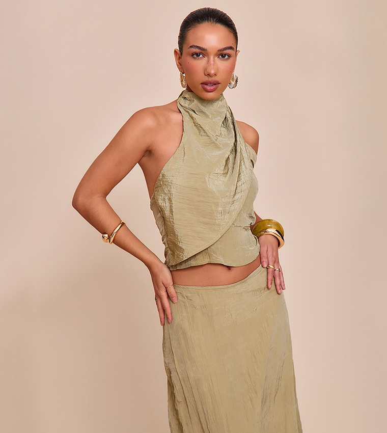 Textured Halterneck Crop Top