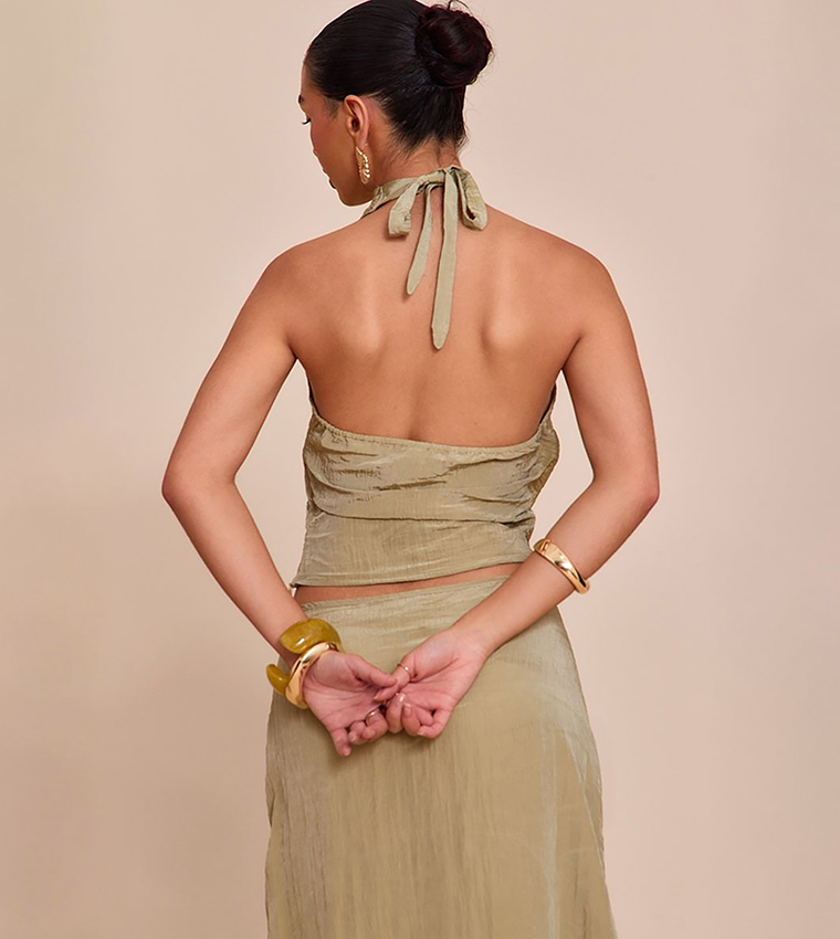 Textured Halterneck Crop Top