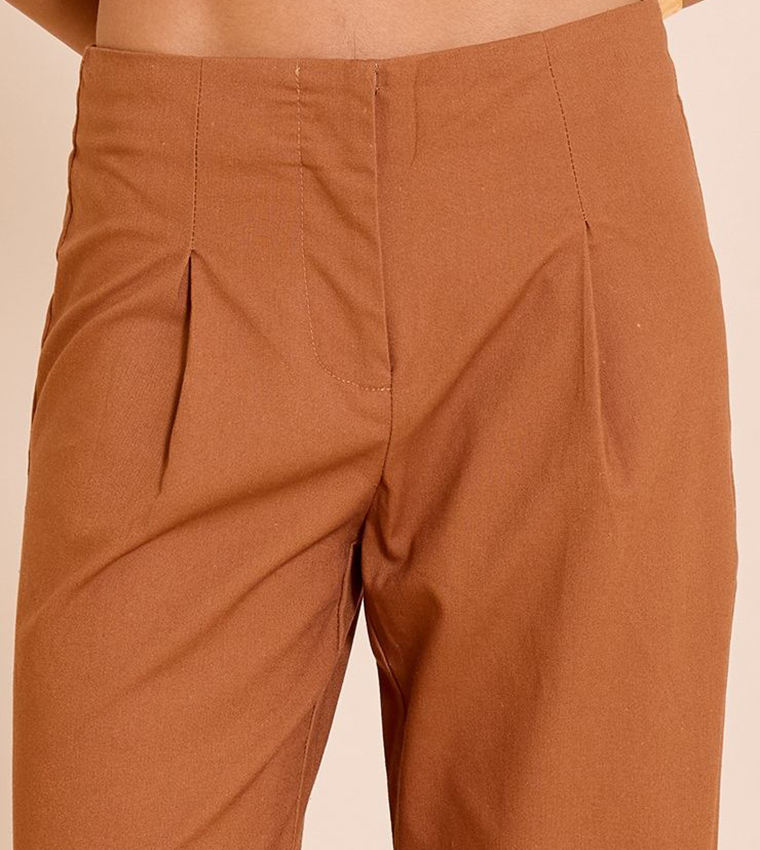 Woven Mid Rise Straight Fit Trousers