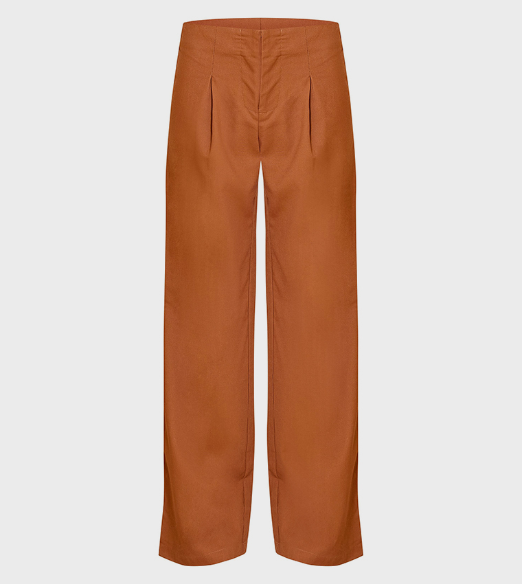 Woven Mid Rise Straight Fit Trousers