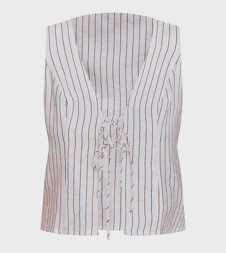 Striped Tie Front Crop Top