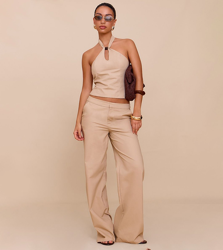 Mid Rise Wide Leg Trousers