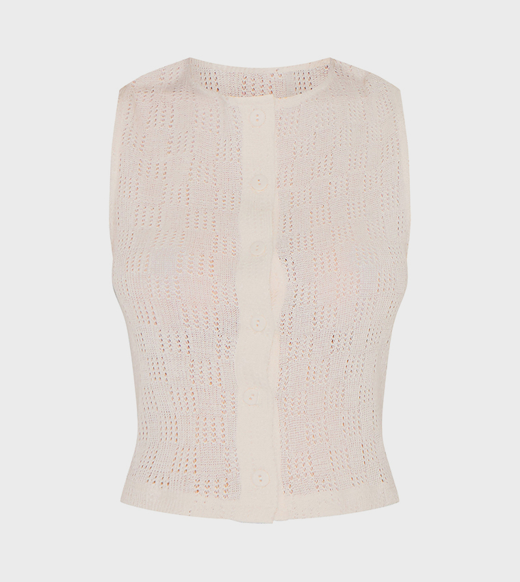 Textured Button Up Crop Top