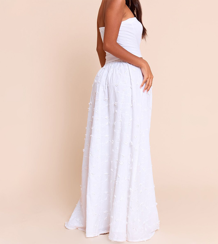 Petite Appliqued Low Rise Maxi Skirt