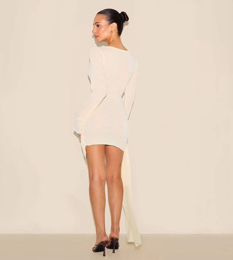 Petite Sheer Textured Tie Front Mini Dress