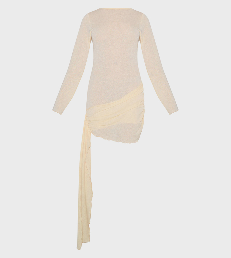 Petite Sheer Textured Tie Front Mini Dress