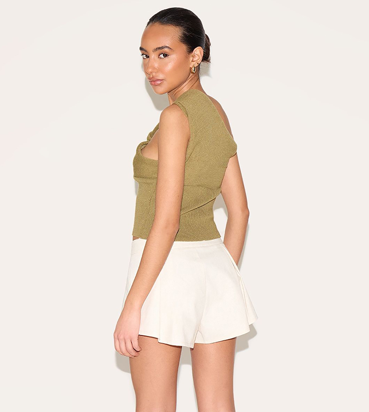 Petite One Shoulder Bow Crop Top