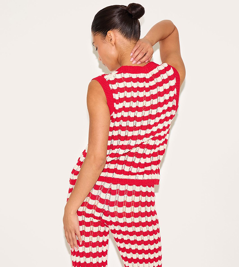 Petite Striped Sleeveless Crop Top