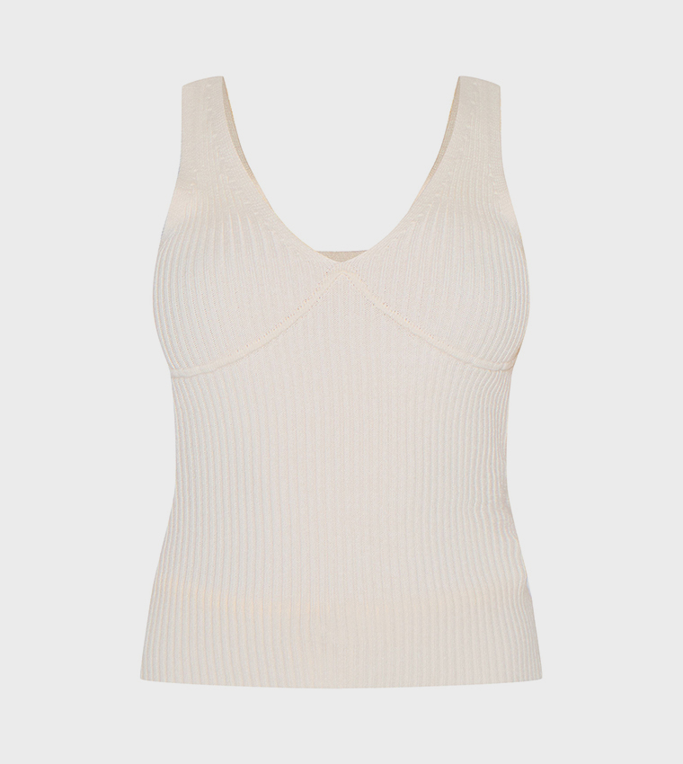 Petite Ribbed Sleeveless Top