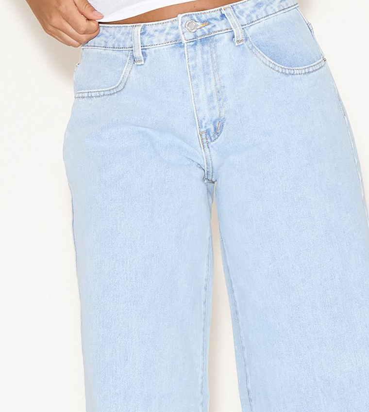 Washed Mid Waist Wide Leg Jeans