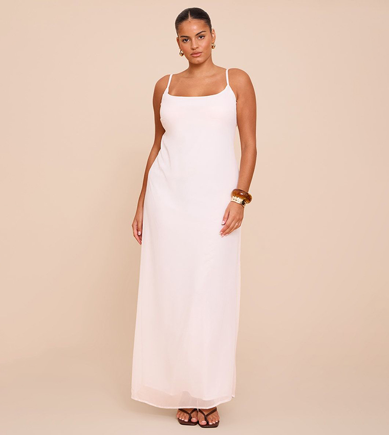 فستان ماكسي شيفون بحمالات للمقاسات الكبيرة 