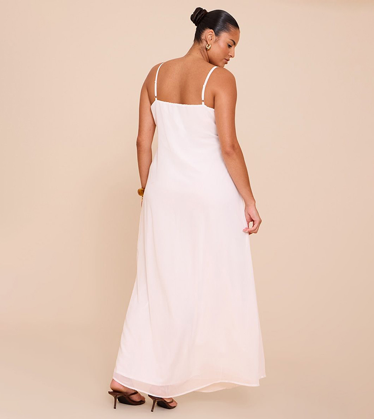 فستان ماكسي شيفون بحمالات للمقاسات الكبيرة 