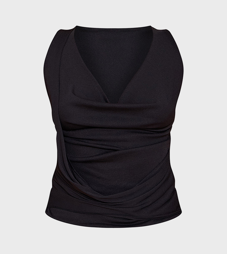 Textured Cowl Neck Top
