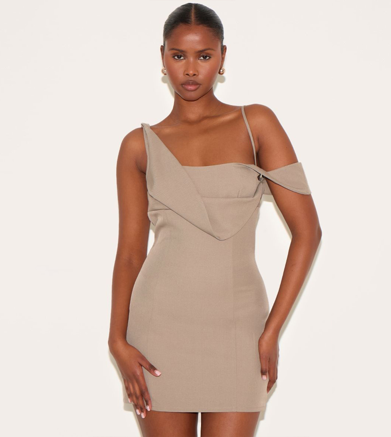 Woven Drape Mini Dress