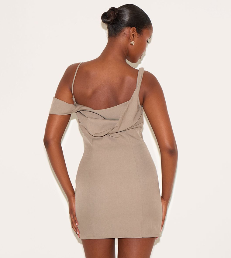Woven Drape Mini Dress