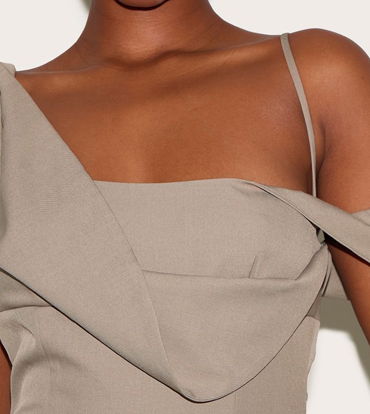 Woven Drape Mini Dress