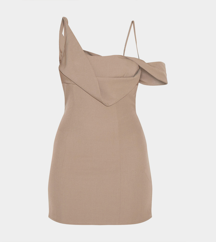 Woven Drape Mini Dress