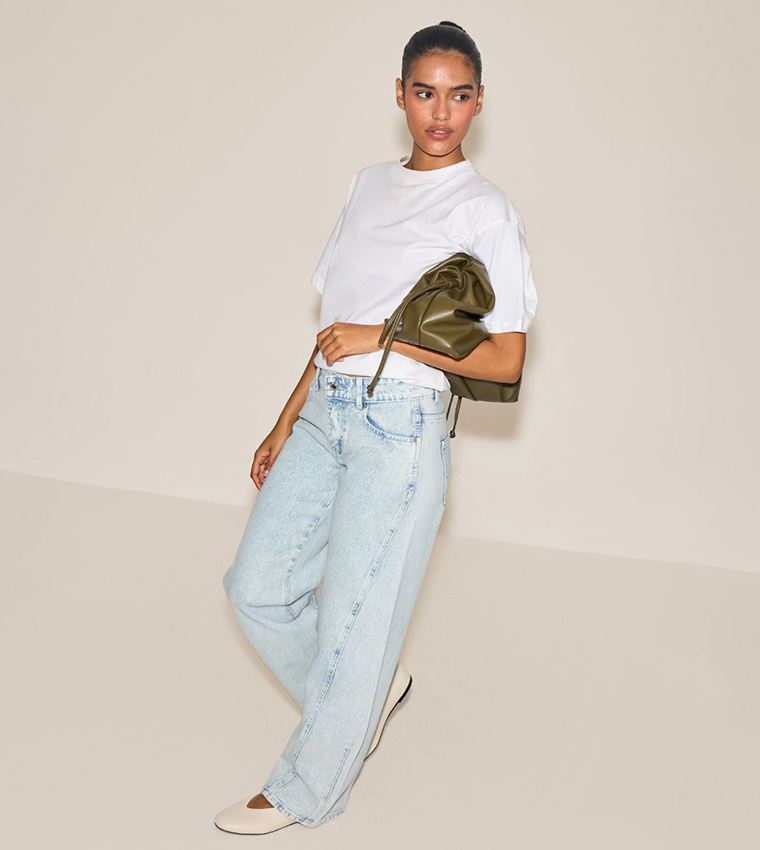 Washed Seam Detail Relaxed Fit Jeans