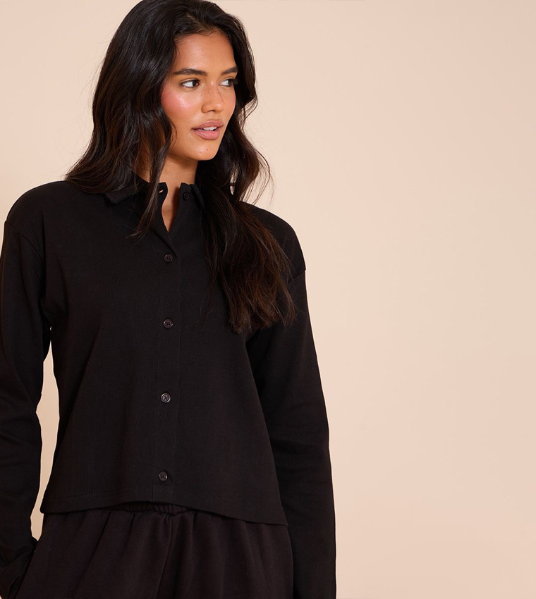 Cropped Boxy Collared Shirt