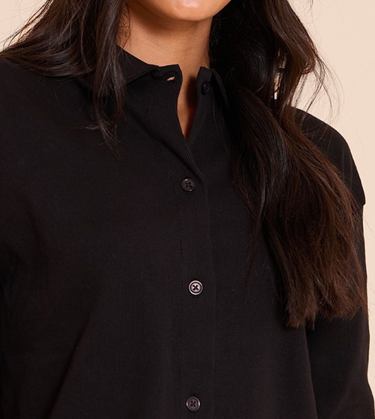 Cropped Boxy Collared Shirt
