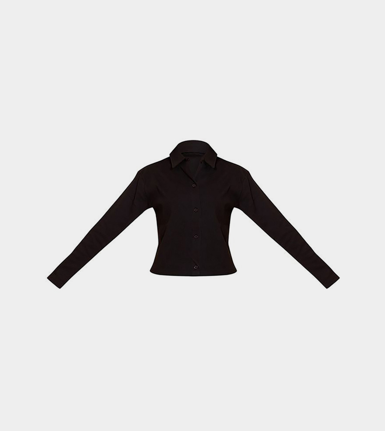 Cropped Boxy Collared Shirt