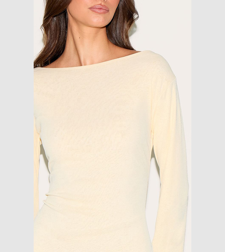Boat Neck Flute Sleeve Mini Dress