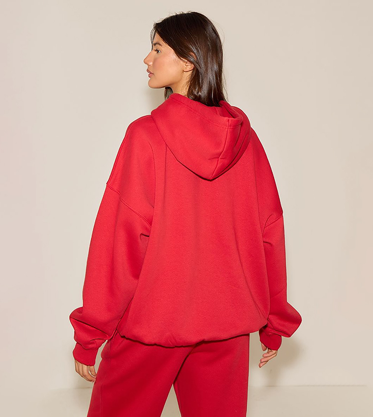Textured Long Sleeves Oversized Hoodie