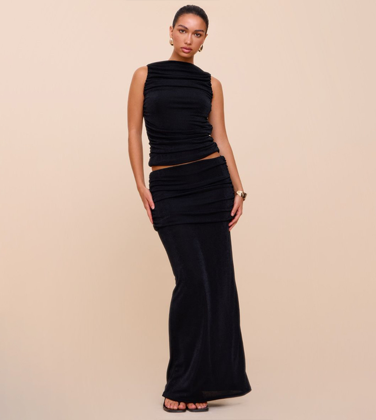 Acetate Slinky Ruched Crop Top