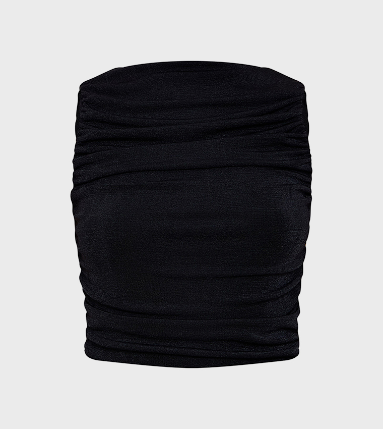 Acetate Slinky Ruched Crop Top