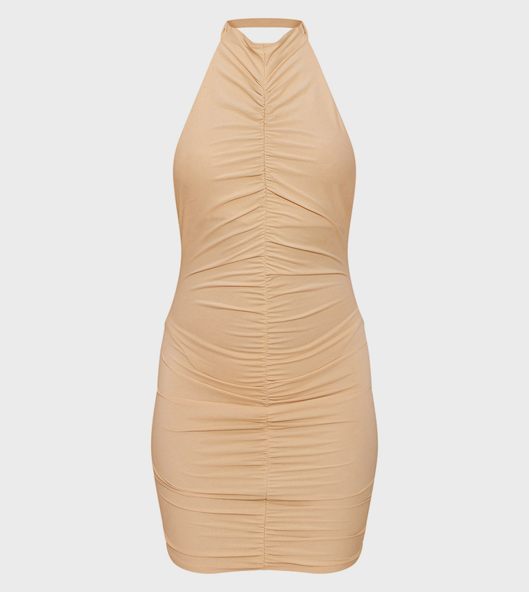 Butter Modal Ruched Halterneck Mini Dress