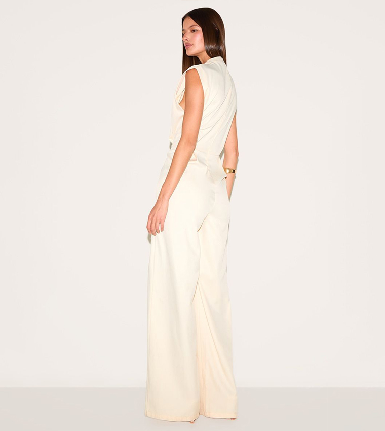 Solid Cap Sleeves Wide Leg Jumpsuit