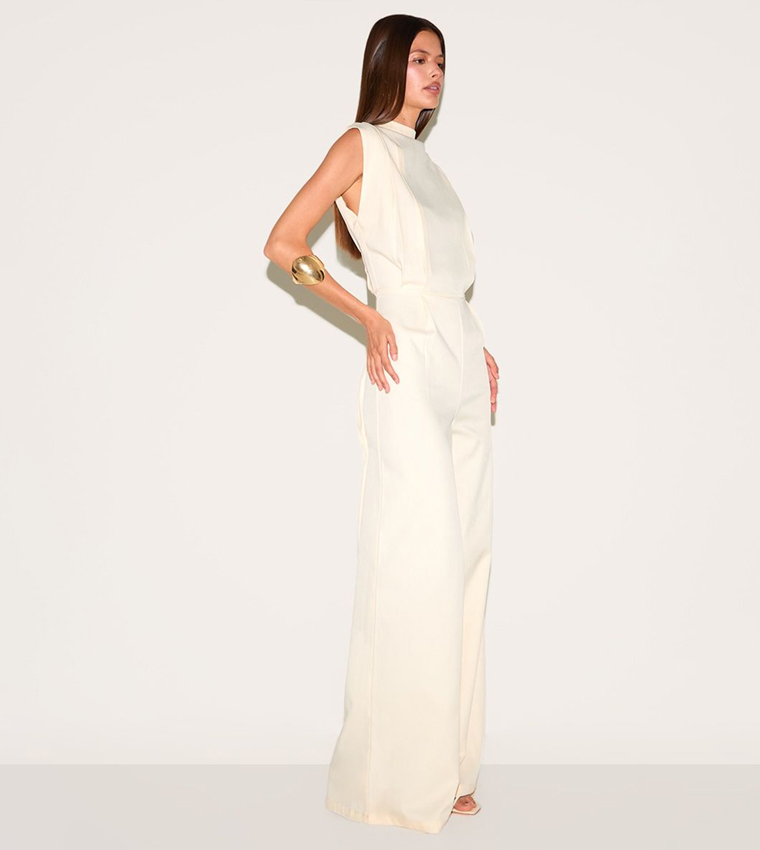 Solid Cap Sleeves Wide Leg Jumpsuit
