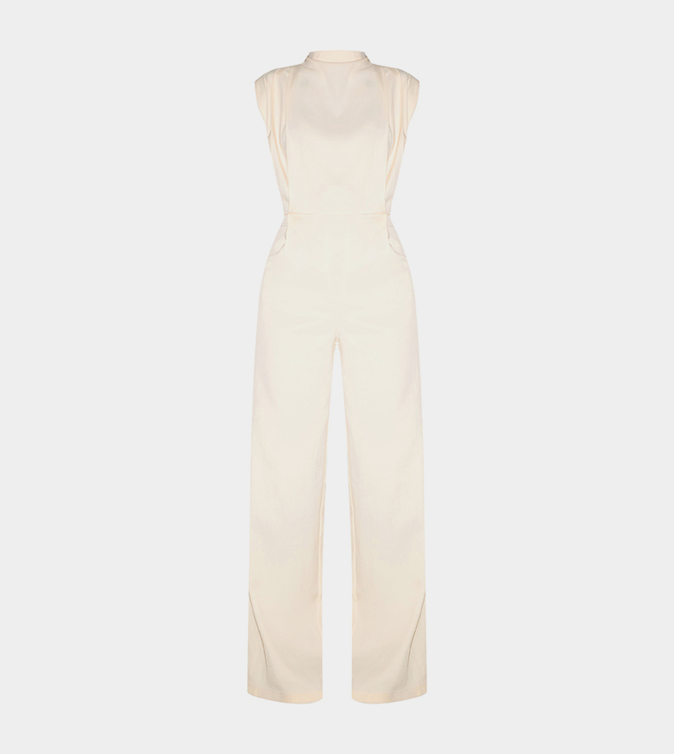Solid Cap Sleeves Wide Leg Jumpsuit