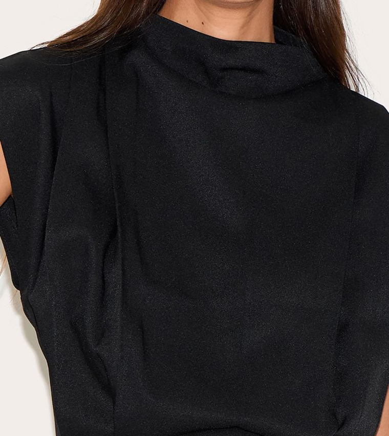Woven High Neck Cap Sleeves Playsuit