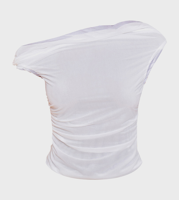 Stretch Chiffon Ruched Detail Crop Top