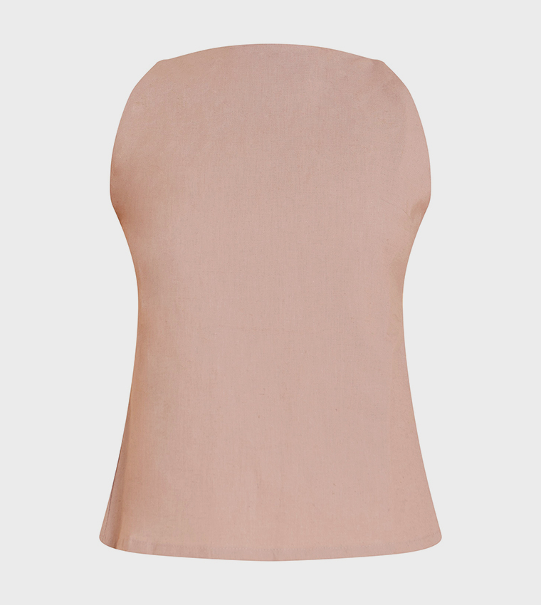 Linen Blend Back Detail Sleeveless Top