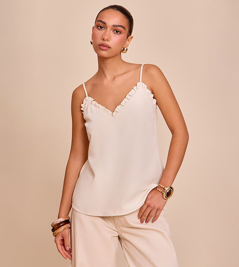 Solid Frill Detail Cami Top
