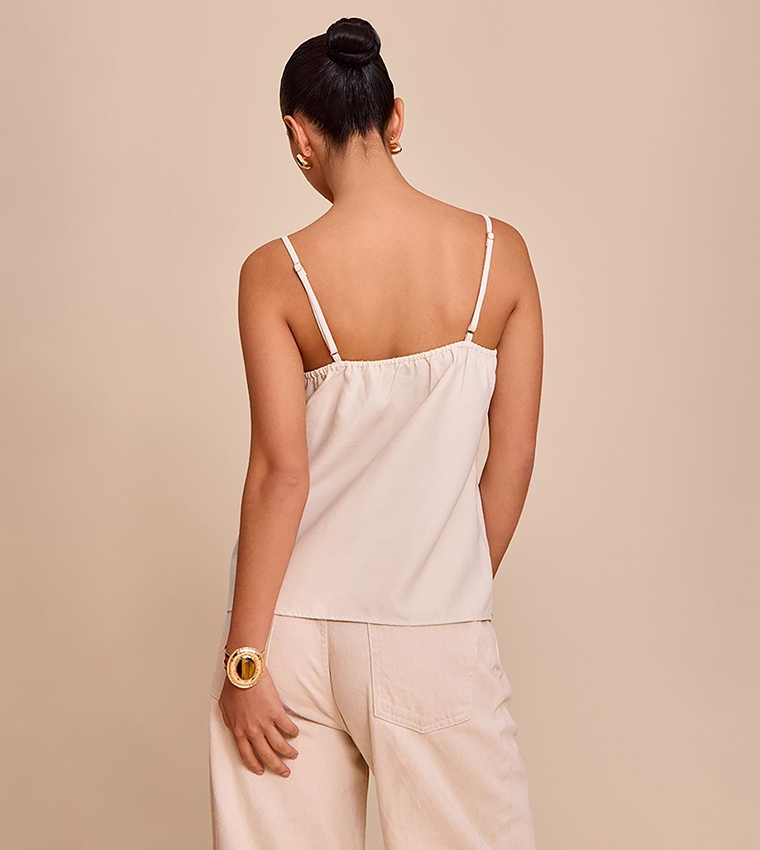 Solid Frill Detail Cami Top