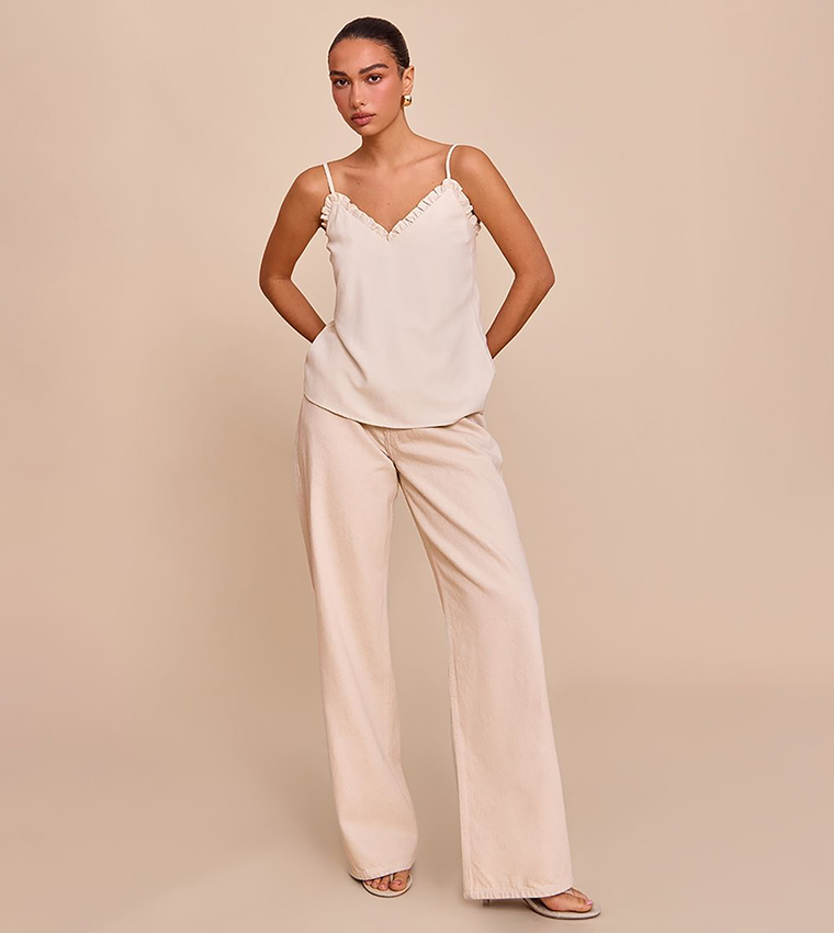 Solid Frill Detail Cami Top