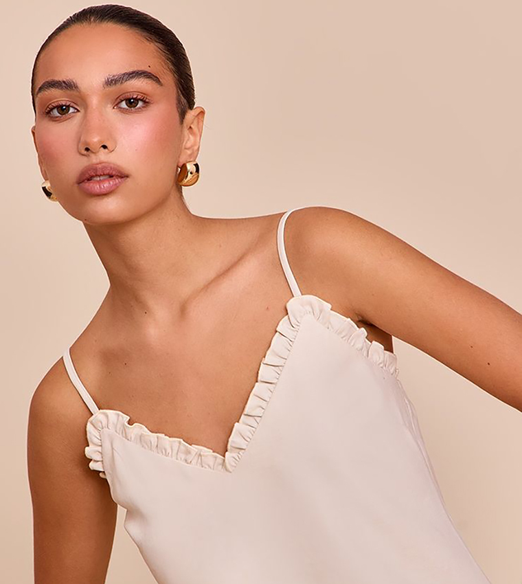Solid Frill Detail Cami Top