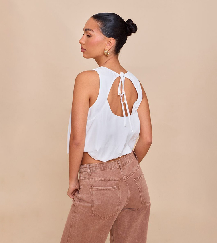 Bubble Hem Sleeveless Crop Top
