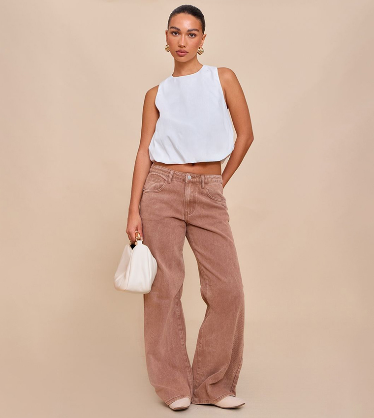 Bubble Hem Sleeveless Crop Top