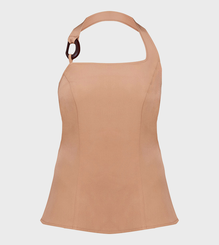 Solid Halterneck Trim Detail Top