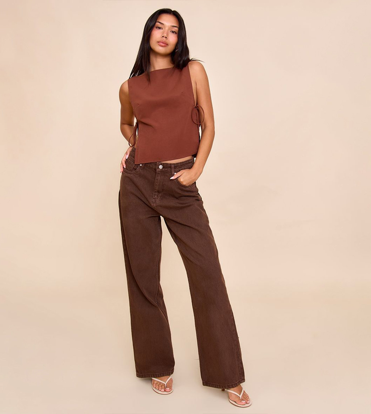 Solid Open Tie Side Crop Top
