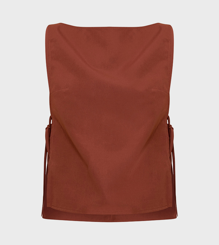 Solid Open Tie Side Crop Top