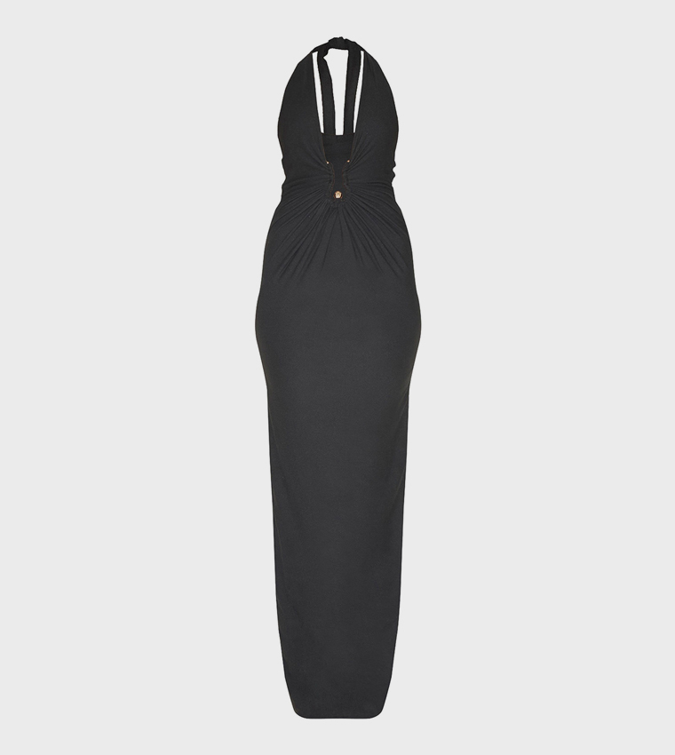 Double Layer Soft Touch Trim Detail Maxi Dress